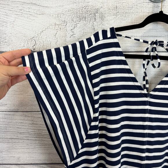 Free Assembly Plus Size Blue White Striped Short Sleeve Mini Dress Size XXXL - Picture 2 of 7